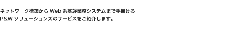 ネットワーク構築からWeb系基幹業務システムまで手掛けるP&Wソリューションズのサービスをご紹介します。